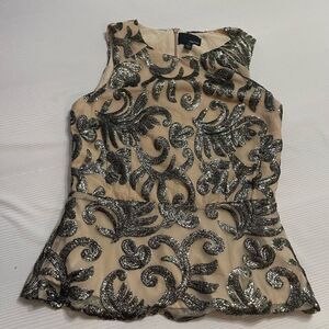 GREYLIN Sequin Peplum Tank Top Blouse Size Small